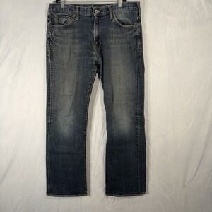 Guess Cliff Bootcut Jeans Mens Fits 36x32 Blue Distressed Faded Medium Wash